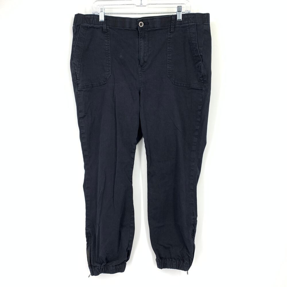 Torrid Tapered Slim Leg Chino Pants Womens Size 18 Black Elastic Side Zip Ankles